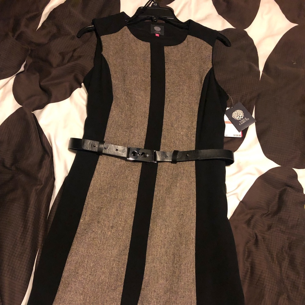 Vince Camuto Black and Tan Sleeveless Dress 12